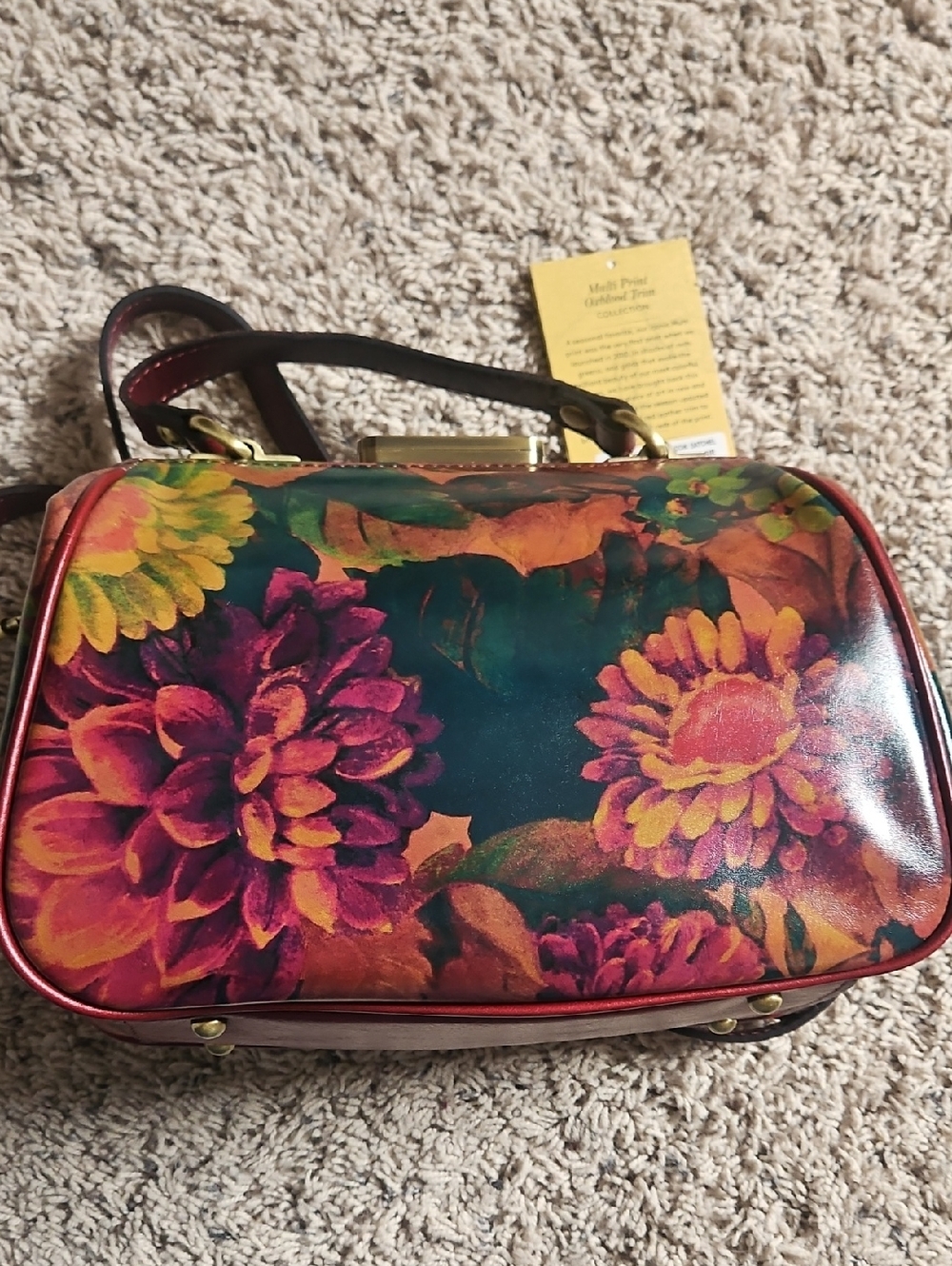 New Patricia Nash Gracchi Satchel Leather Handbag Purse Multi-Ox Blood - Picture 5 of 5